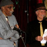 The great drummer and vocalist Charles Otis & Robert Ross share a laugh at the NY Blues Hall of Fame induction ceremony at Kenny's Castaways on Dec. 4, 2011.