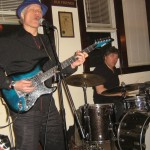 Steve Holley (d) & Robet Ross (v + g) at Botany Village 2008. Photo: John Muller.